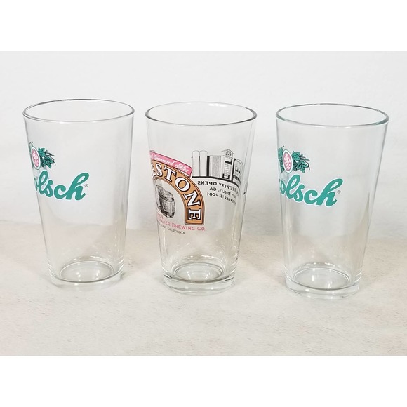 Pint Ale Beer Glasses Grolsch Firestone Walker Brewing Barware Craft Brew Vtg - Picture 5 of 11